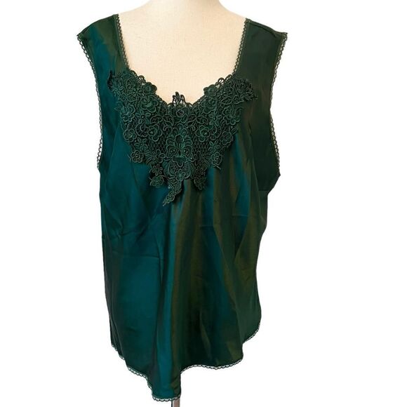 Vintage Escapades Silky Feel Camisole w/ Embroidery Detail Plus Size - Picture 1 of 8